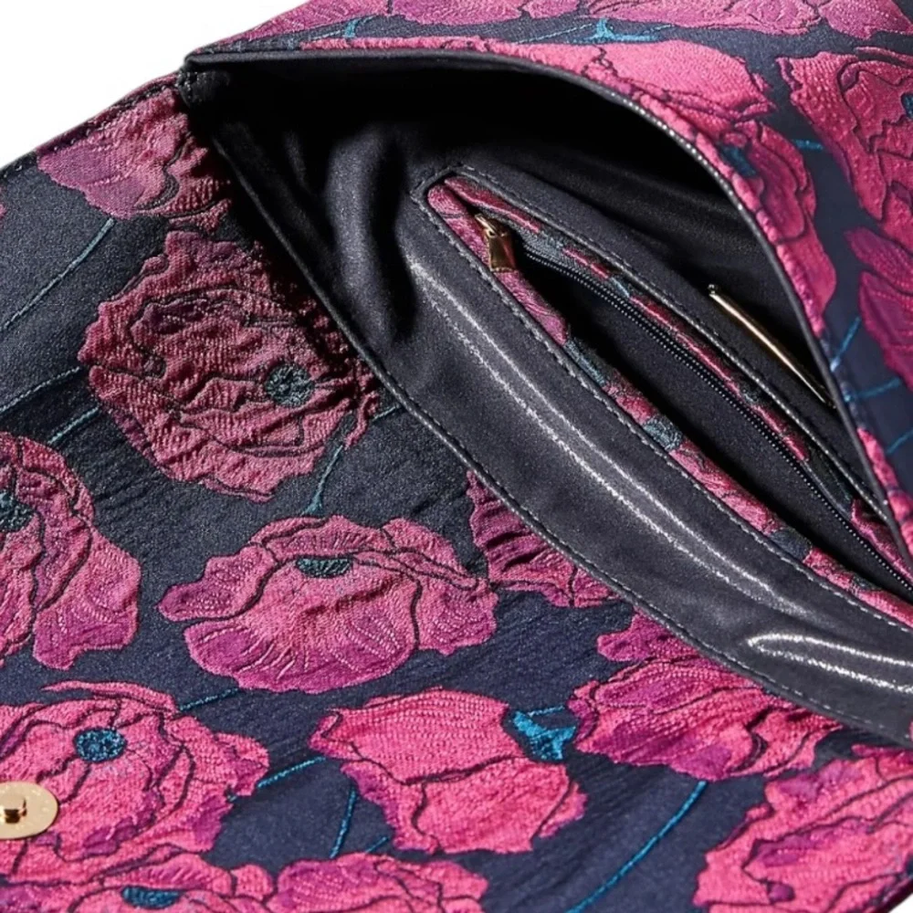 Anthropologie Monserat Floral Poppy Envelope Clutch